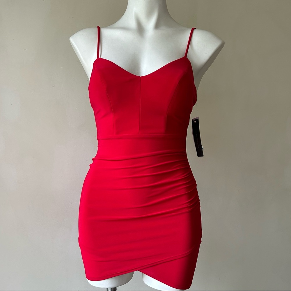 City Studio Sweetheart Ruched Mini Dress, Red XXS NWT